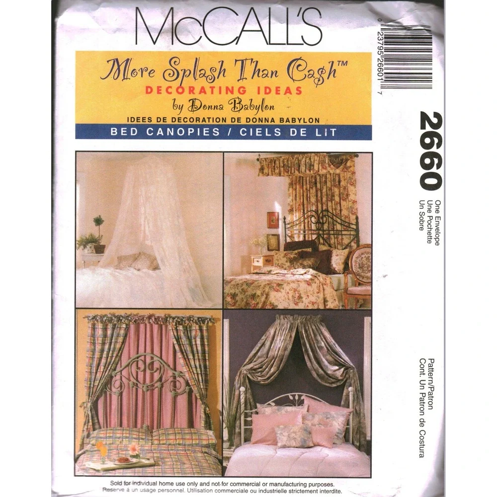 McCalls 2660 Bed Canopy Sewing Pattern Donna Babylon More Splash Than Cash DIY